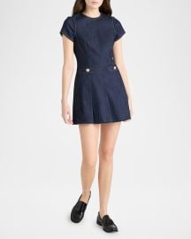 Nova Short-Sleeve Denim Mini Dress at Neiman Marcus